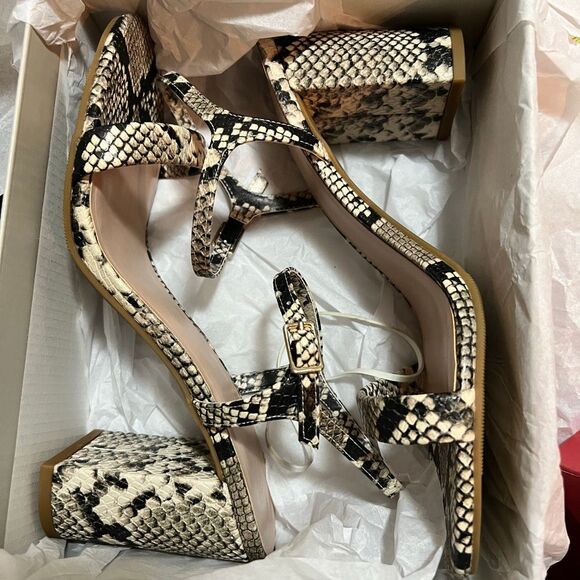 BP Vegan leather Snake print Animal print python Sandal block heel 8.5 - Picture 2 of 5